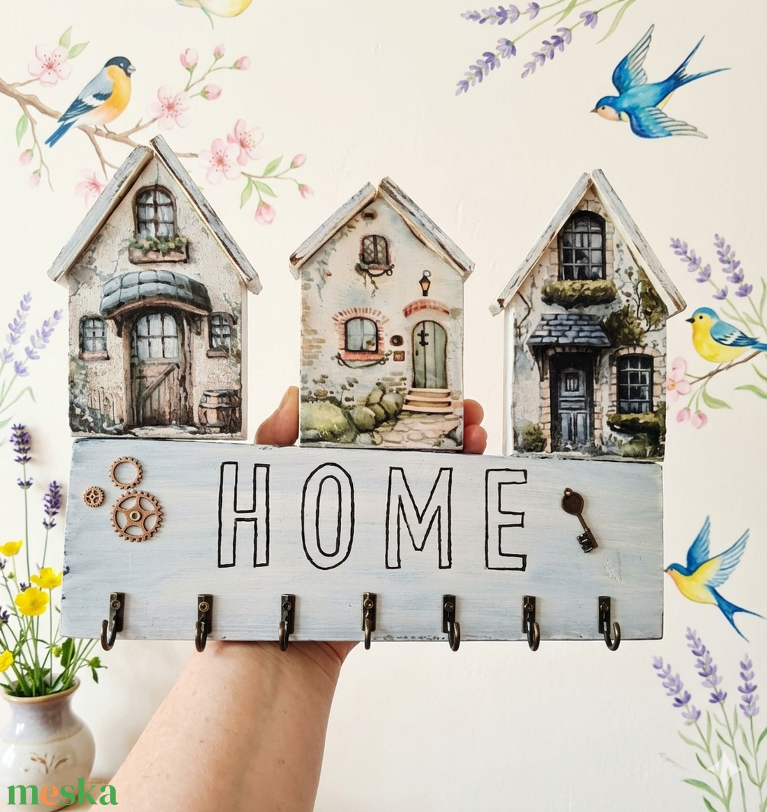 Házikós fa fali kulcstartó  - otthon & életmód - dekoráció - fali és függő dekoráció - fali kulcstartó - Meska.hu