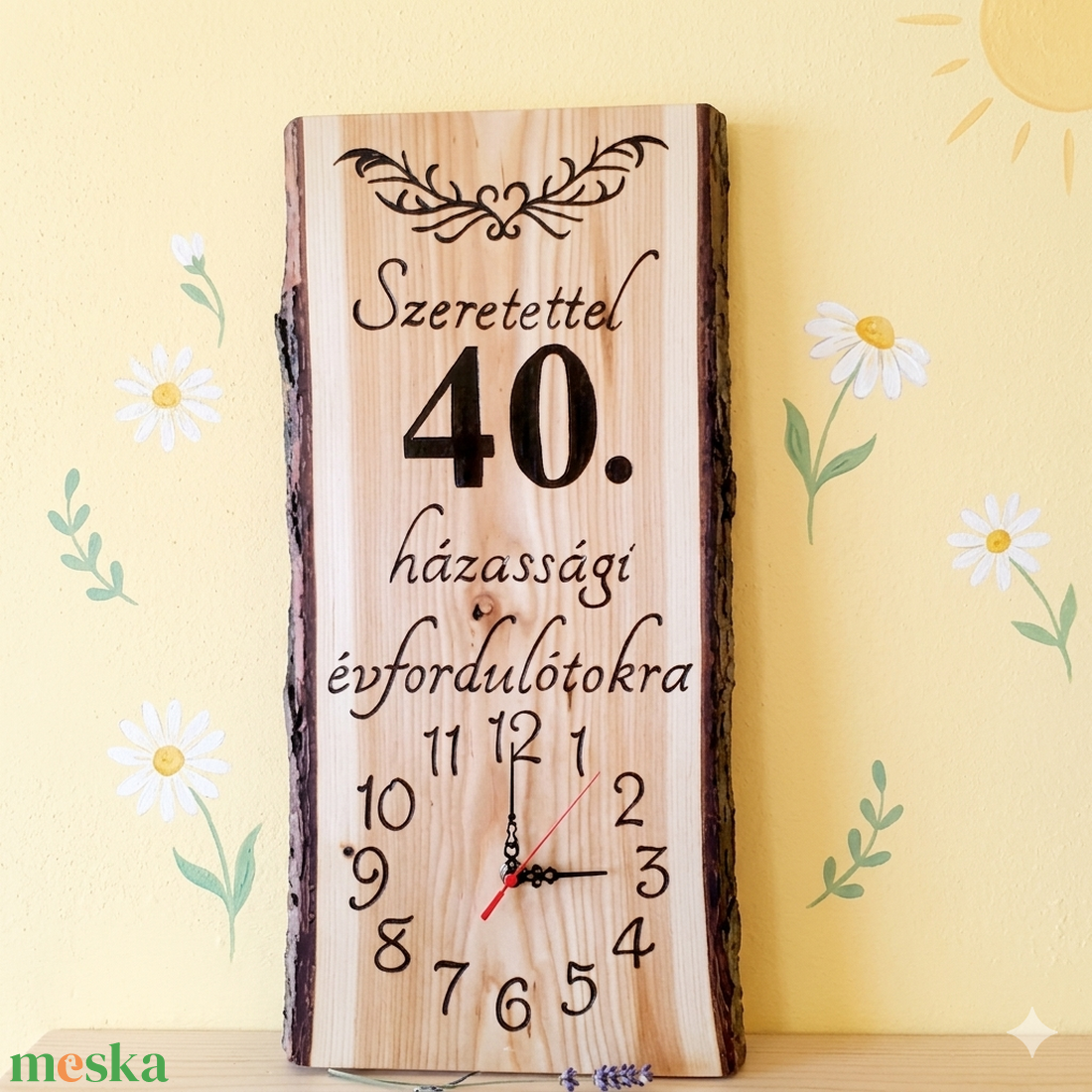 Fából készült falióra 40.házassági évforduló alkalmából  - otthon & életmód - dekoráció - fali és függő dekoráció - falióra & óra - Meska.hu