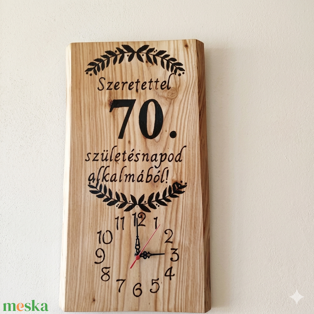 Fából készült kézműves falióra 70.születésnap alkalmából  - otthon & életmód - dekoráció - fali és függő dekoráció - falióra & óra - Meska.hu