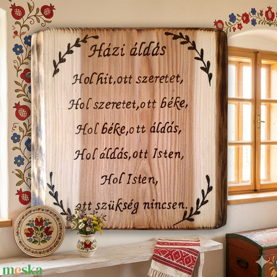 Házi áldás fa falikép - otthon & életmód - vallás - házi áldás - Meska.hu
