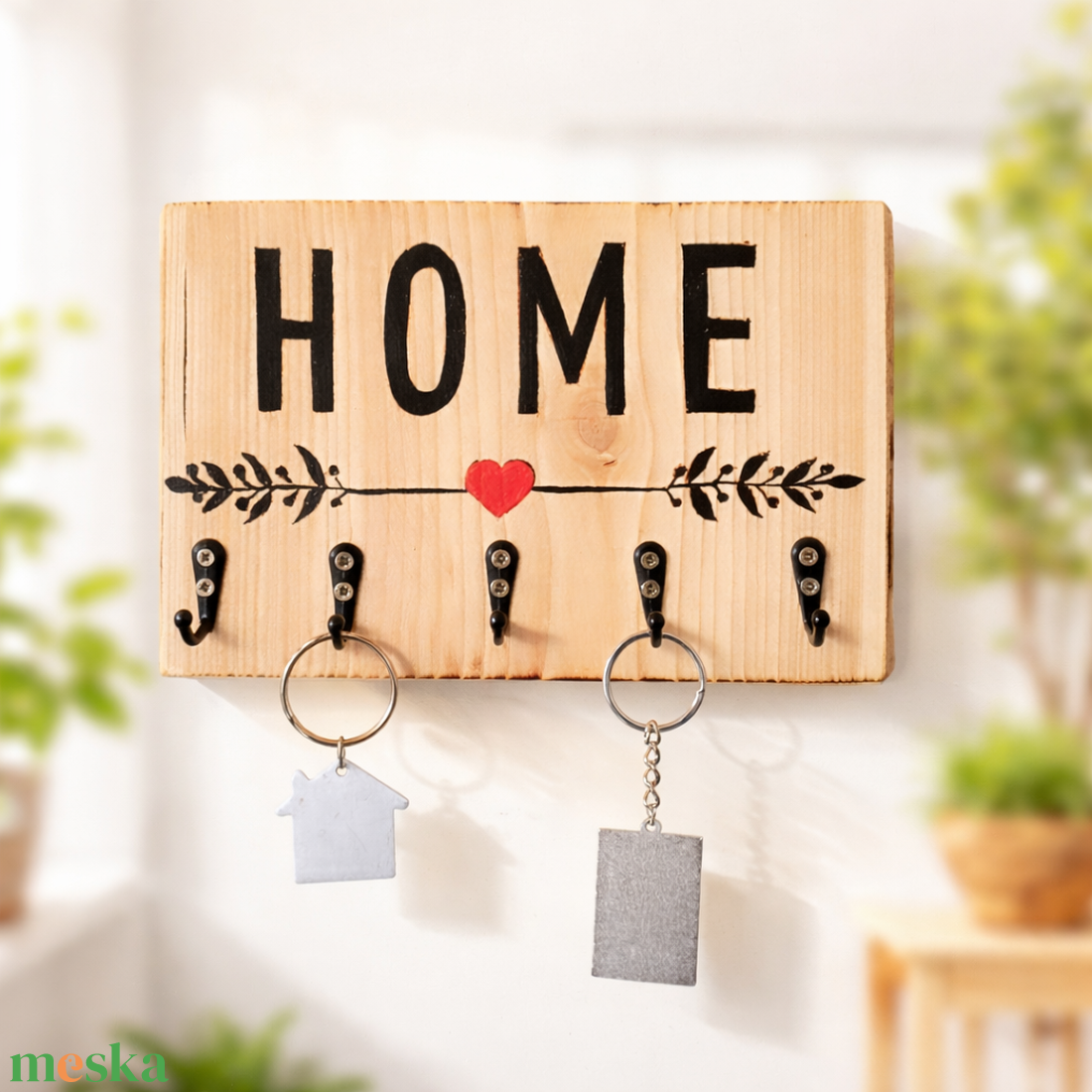 HOME fa fali kulcstartó - rusztikus, otthonos hangulat  - otthon & életmód - dekoráció - fali és függő dekoráció - fali kulcstartó - Meska.hu