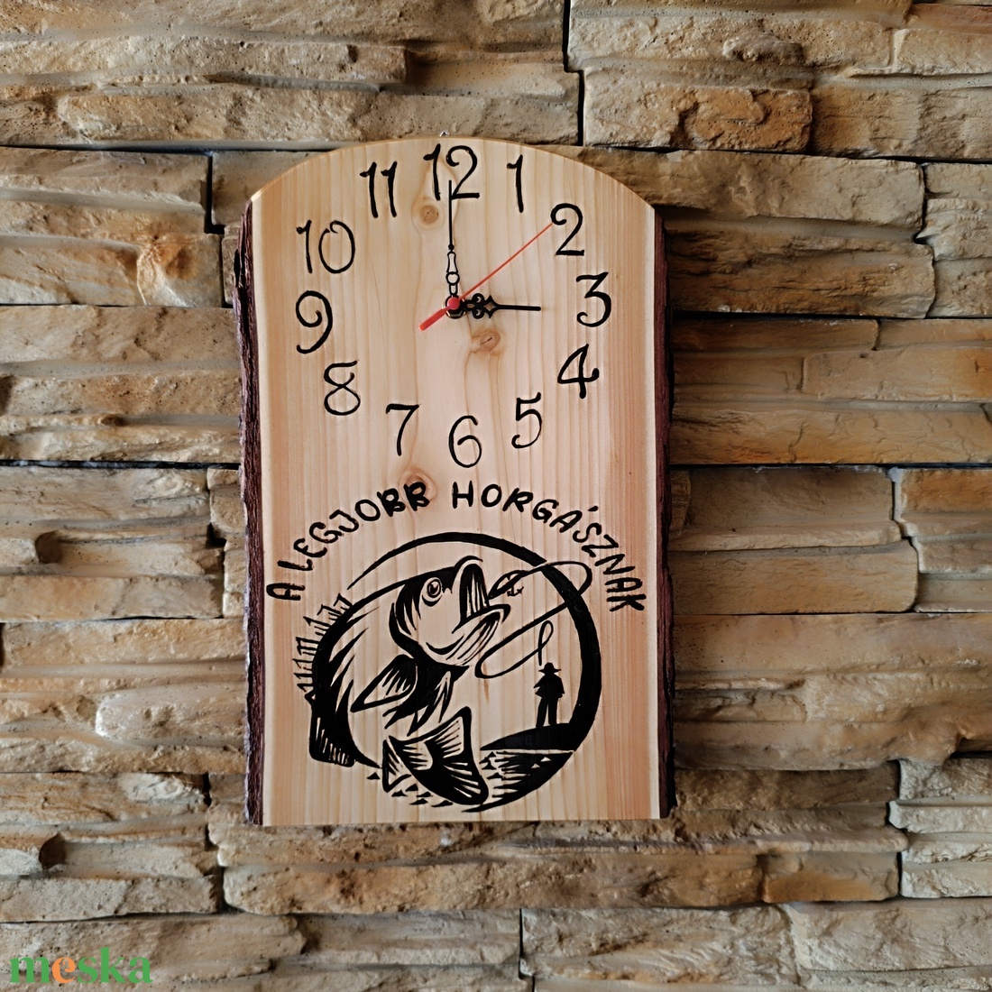 Rusztikus horgászos falióra � tökéletes ajándék horgászoknak - otthon & életmód - dekoráció - fali és függő dekoráció - falióra & óra - Meska.hu