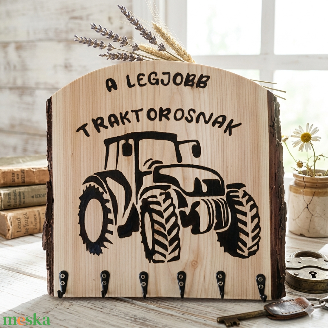 Fa fali kulcstartó a legjobb traktorosnak  - otthon & életmód - dekoráció - fali és függő dekoráció - fali kulcstartó - Meska.hu