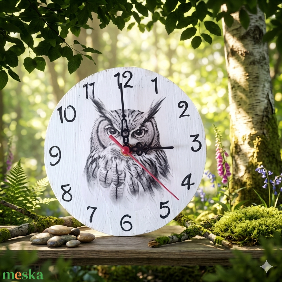 Fából készült kézműves baglyos falióra  - otthon & életmód - dekoráció - fali és függő dekoráció - falióra & óra - Meska.hu