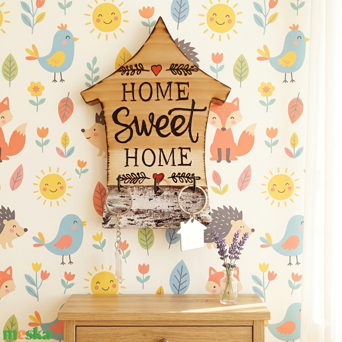 Home Sweet Home � Kézműves Fa Kulcstartó és Falikép - otthon & életmód - dekoráció - fali és függő dekoráció - fali kulcstartó - Meska.hu