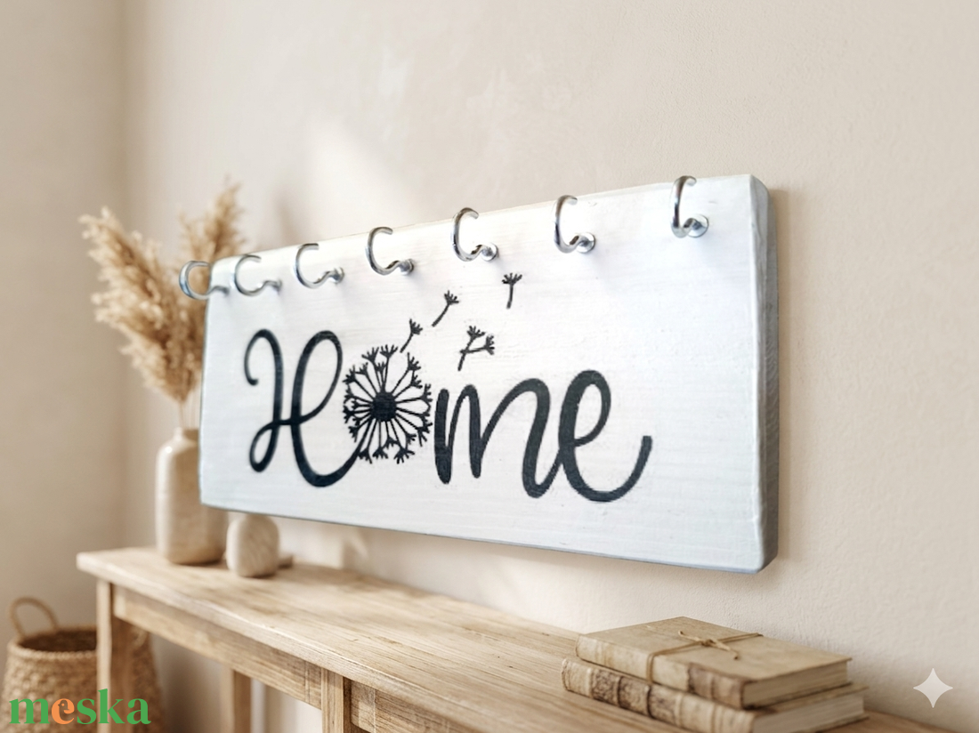 Home és Pitypang � Kézzel festett fa kulcstartó - otthon & életmód - dekoráció - fali és függő dekoráció - fali kulcstartó - Meska.hu