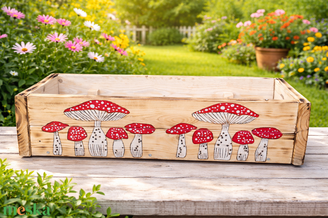 Vidám, kézzel díszített fa virágláda � egyedi hangulat a kertedbe vagy teraszodra!  - otthon & életmód - ház & kert - virágláda, balkonláda - Meska.hu