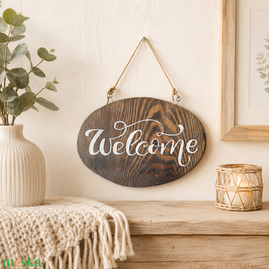 Rusztikus Welcome fatábla � kézzel készített otthon dekoráció - otthon & életmód - ház & kert - isten hozott tábla - Meska.hu