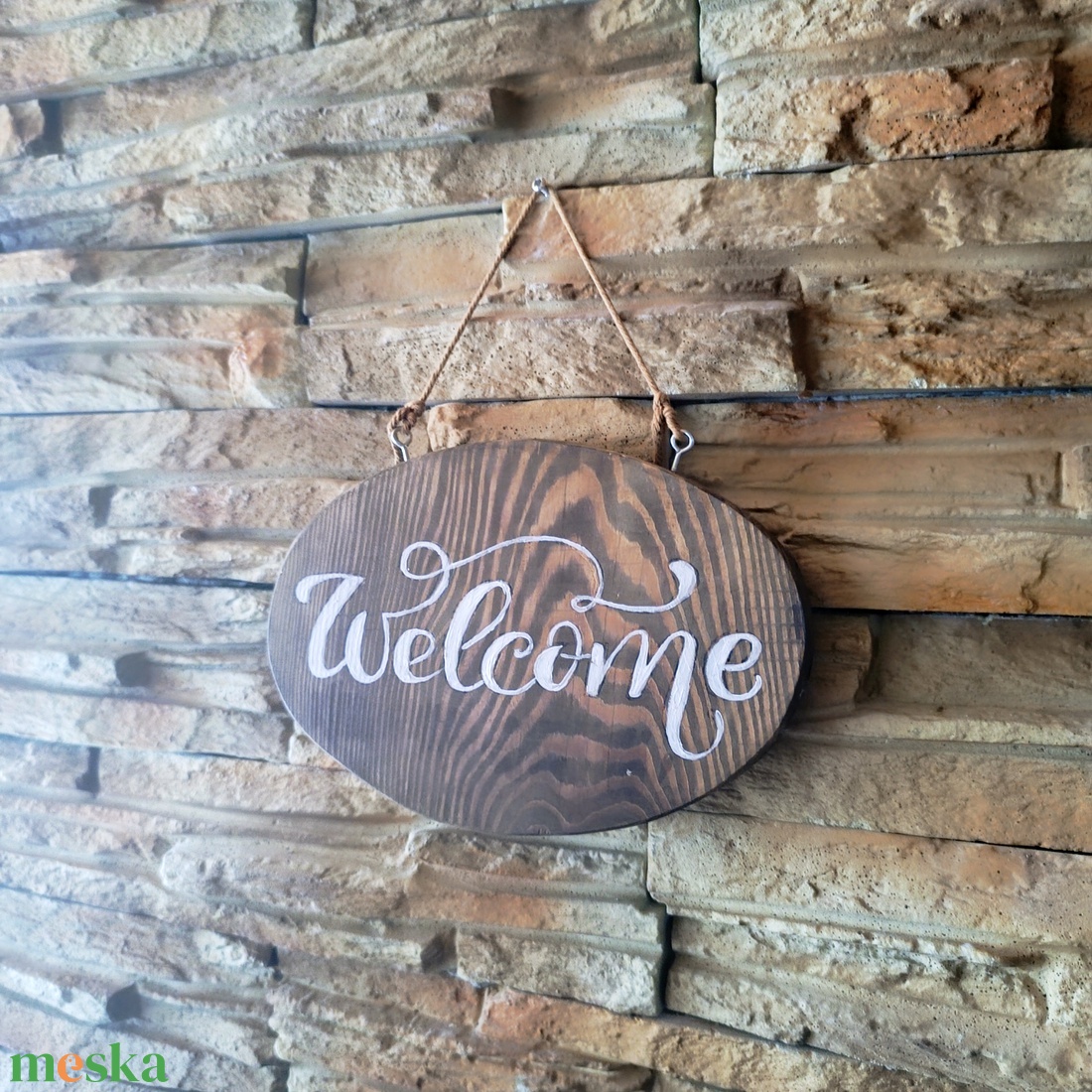 Rusztikus Welcome fatábla � kézzel készített otthon dekoráció - otthon & életmód - ház & kert - isten hozott tábla - Meska.hu