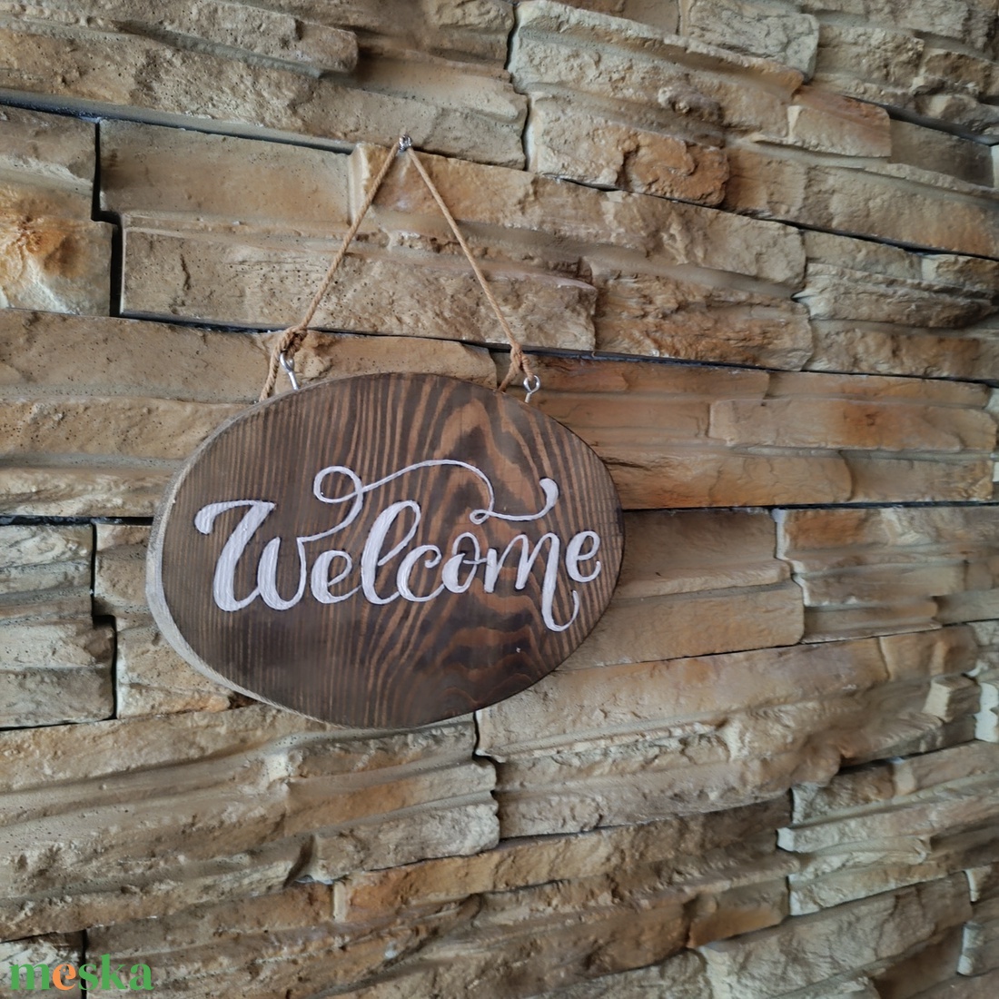 Rusztikus Welcome fatábla � kézzel készített otthon dekoráció - otthon & életmód - ház & kert - isten hozott tábla - Meska.hu