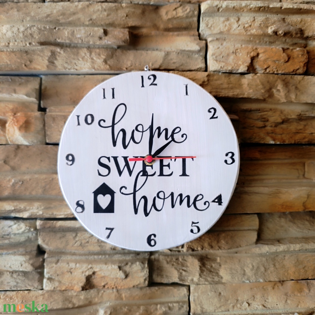 Home Sweet Home Vintage Stílusú Kézműves Fa Falióra - otthon & életmód - dekoráció - fali és függő dekoráció - falióra & óra - Meska.hu