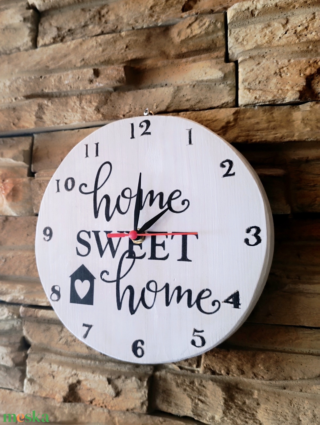 Home Sweet Home Vintage Stílusú Kézműves Fa Falióra - otthon & életmód - dekoráció - fali és függő dekoráció - falióra & óra - Meska.hu