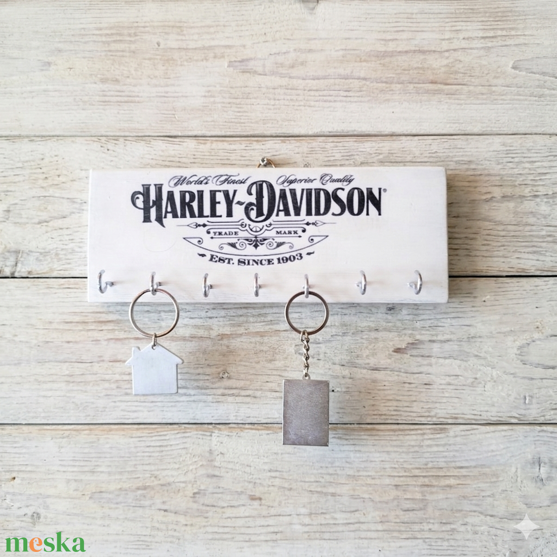 Harley-Davidson Vintage Stílusú Fa Fali Kulcstartó - otthon & életmód - dekoráció - fali és függő dekoráció - fali kulcstartó - Meska.hu