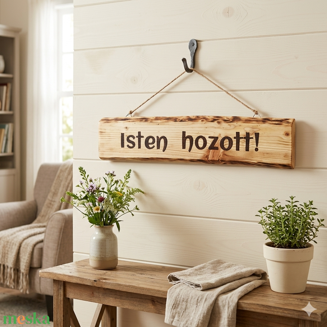 Isten hozott kézműves üdvözlő tábla  - otthon & életmód - ház & kert - isten hozott tábla - Meska.hu