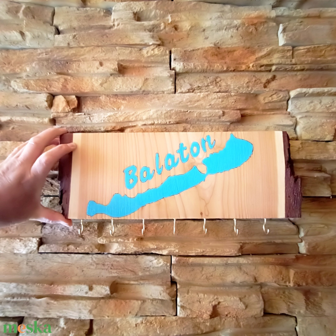 Fából készült fali kulcstartó Balaton  - otthon & életmód - dekoráció - fali és függő dekoráció - fali kulcstartó - Meska.hu