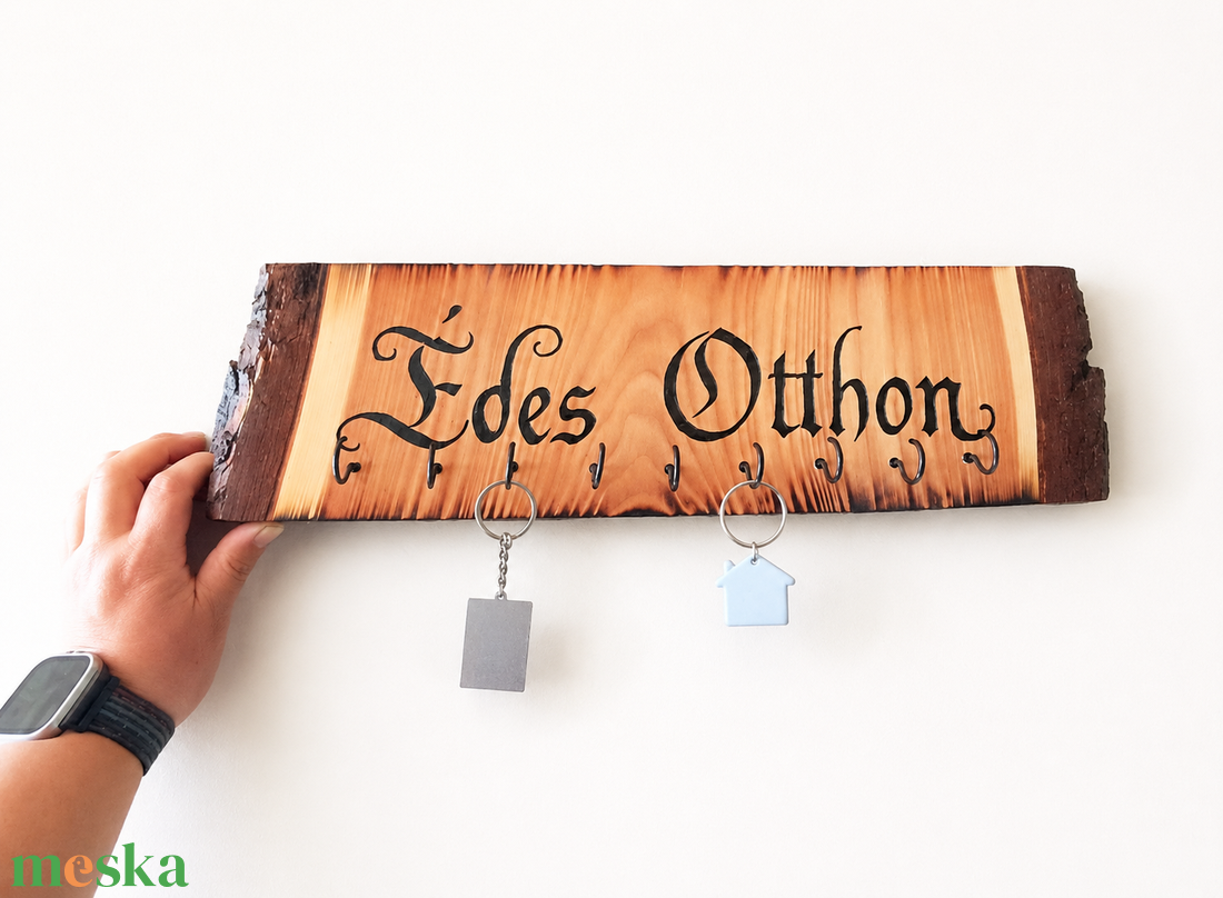 Édes Otthon rusztikus fa kulcstartó � egyedi, kézzel készített falidísz - otthon & életmód - dekoráció - fali és függő dekoráció - fali kulcstartó - Meska.hu