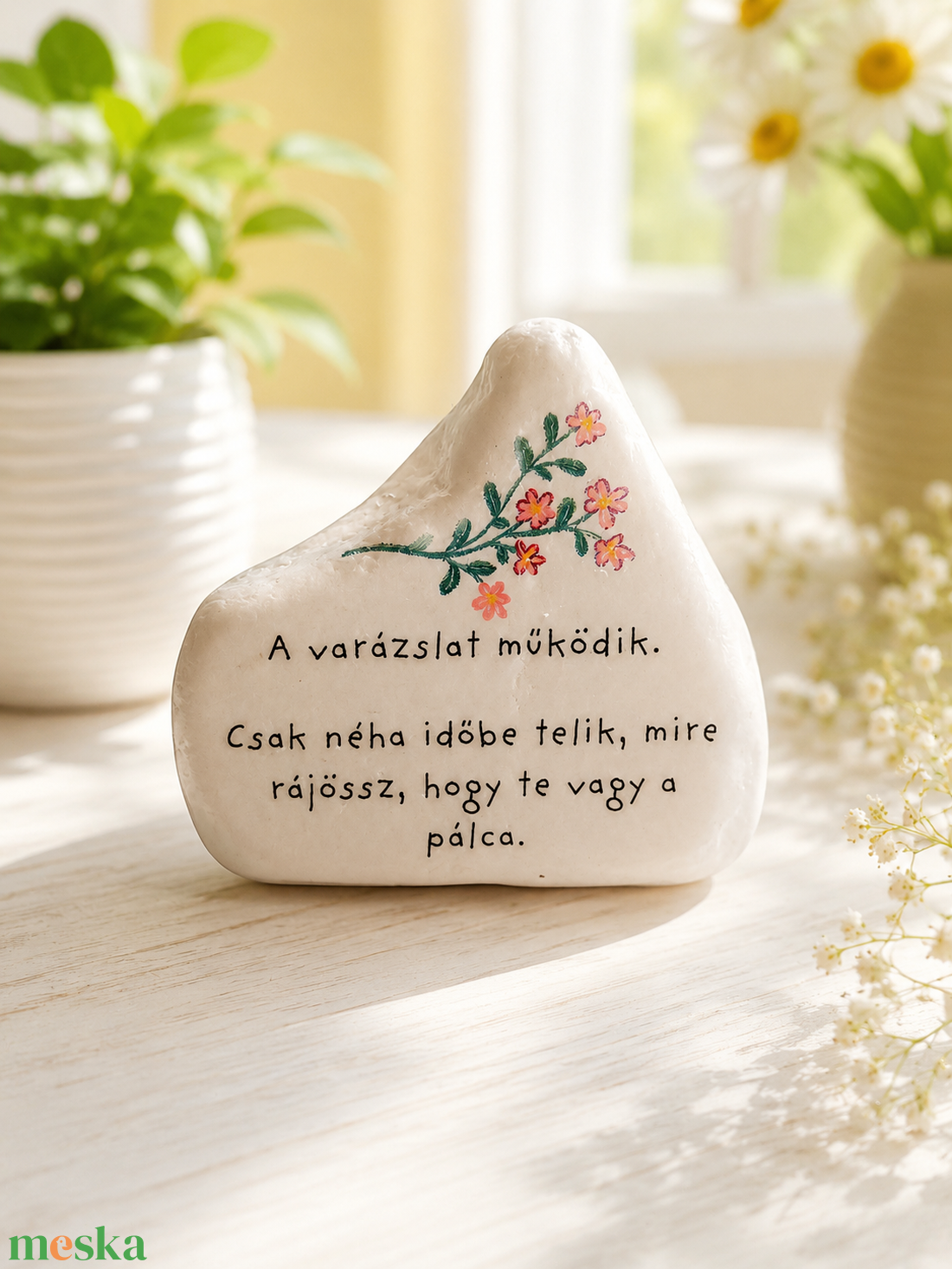 Kézzel készült idézetes dekor kő - otthon & életmód - dekoráció - asztal és polc dekoráció - kavics & kő - Meska.hu