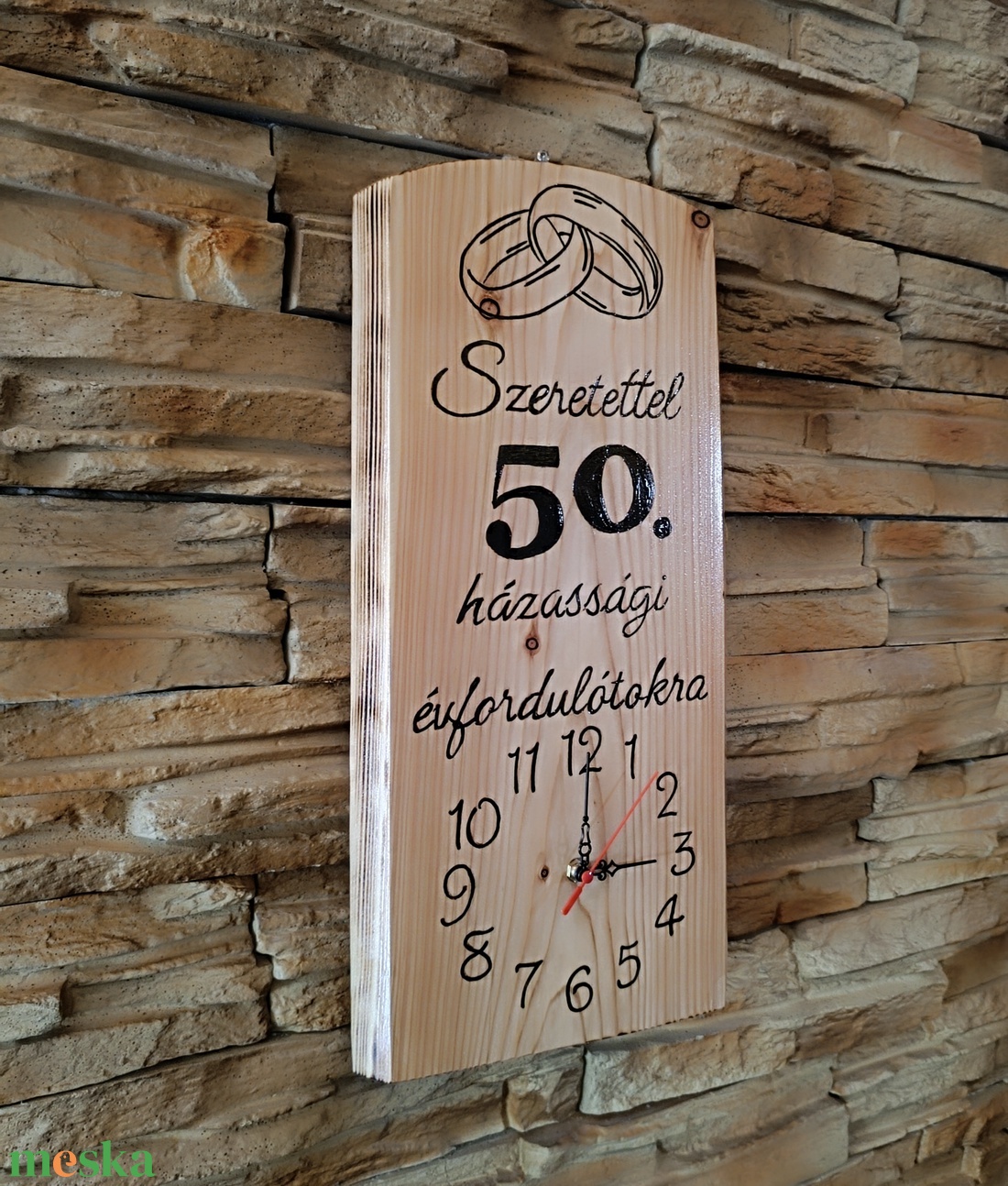 50. házassági évfordulós egyedi fa falióra � szeretettel készült ajándék  - otthon & életmód - dekoráció - fali és függő dekoráció - falióra & óra - Meska.hu