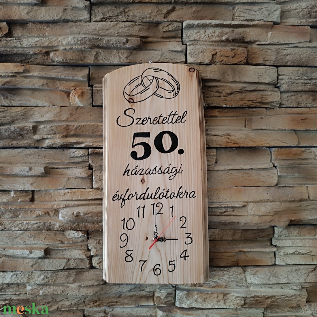 50. házassági évfordulós egyedi fa falióra � szeretettel készült ajándék  - otthon & életmód - dekoráció - fali és függő dekoráció - falióra & óra - Meska.hu