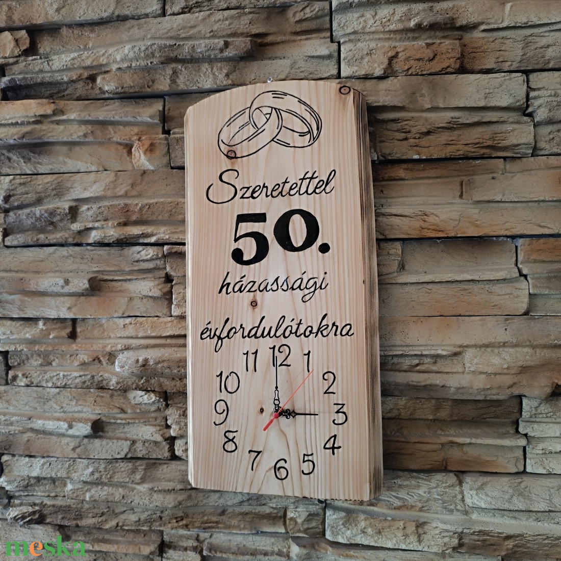 50. házassági évfordulós egyedi fa falióra � szeretettel készült ajándék  - otthon & életmód - dekoráció - fali és függő dekoráció - falióra & óra - Meska.hu