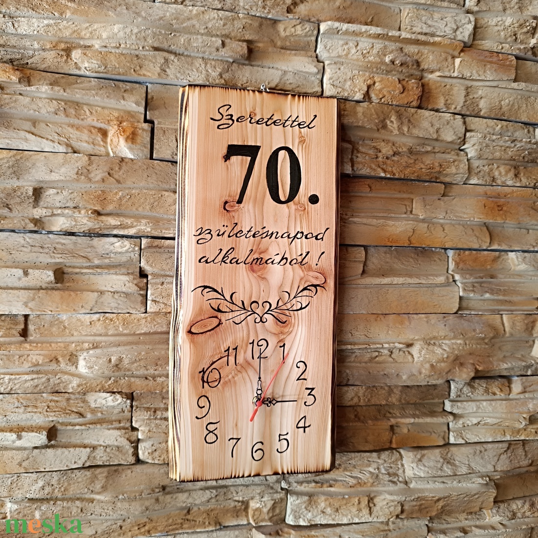 Egyedi 70. születésnapi fa falióra � kézműves ajándék szeretettel - otthon & életmód - dekoráció - fali és függő dekoráció - falióra & óra - Meska.hu