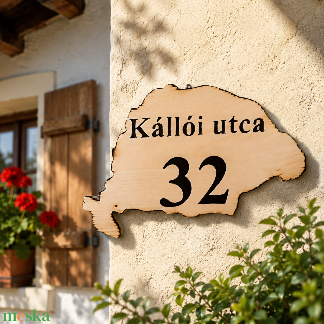 Nagy Magyarország formájú fa házszám � Egyedi kézműves termék, népi hangulatban - otthon & életmód - ház & kert - házszám - Meska.hu