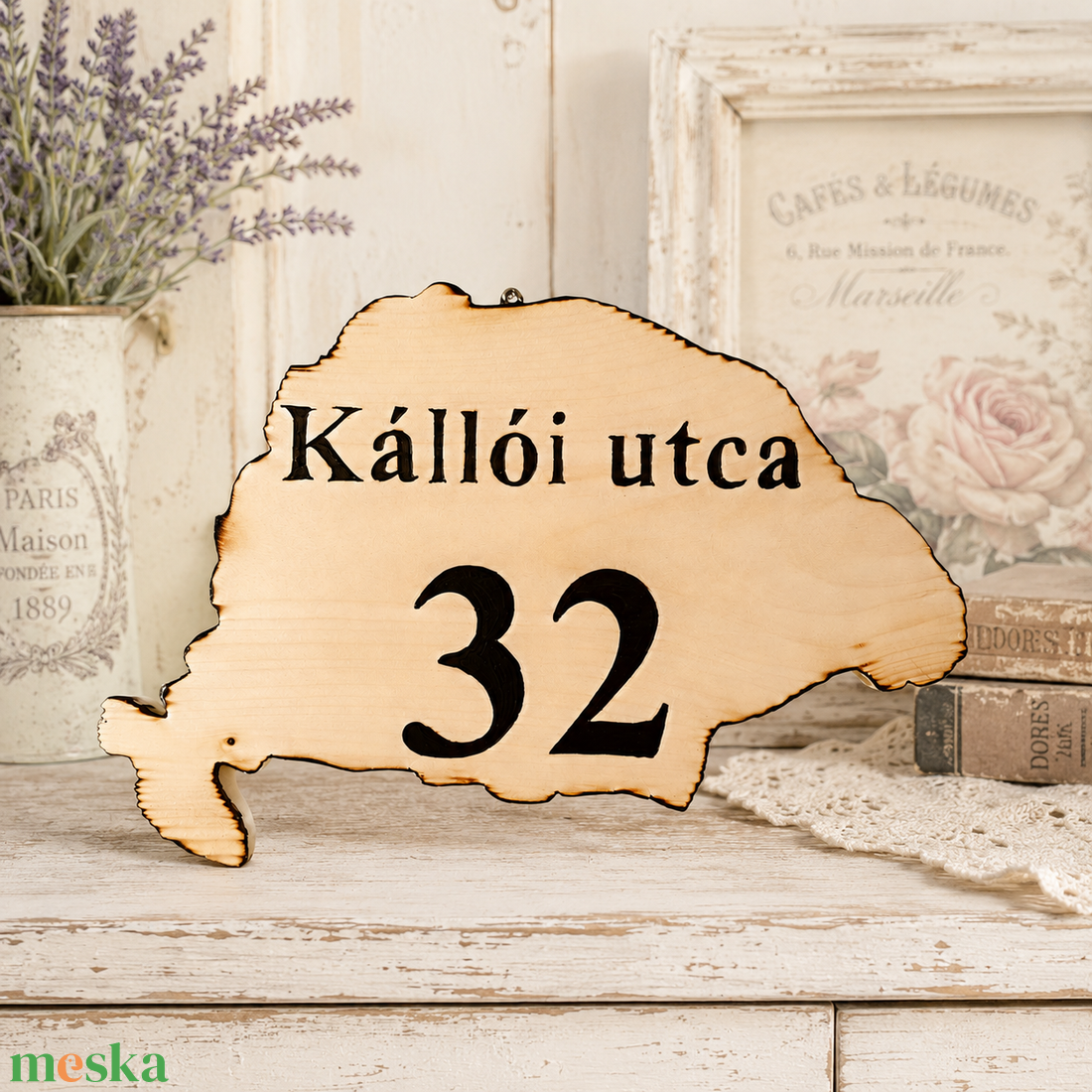 Nagy Magyarország formájú fa házszám � Egyedi kézműves termék, népi hangulatban - otthon & életmód - ház & kert - házszám - Meska.hu
