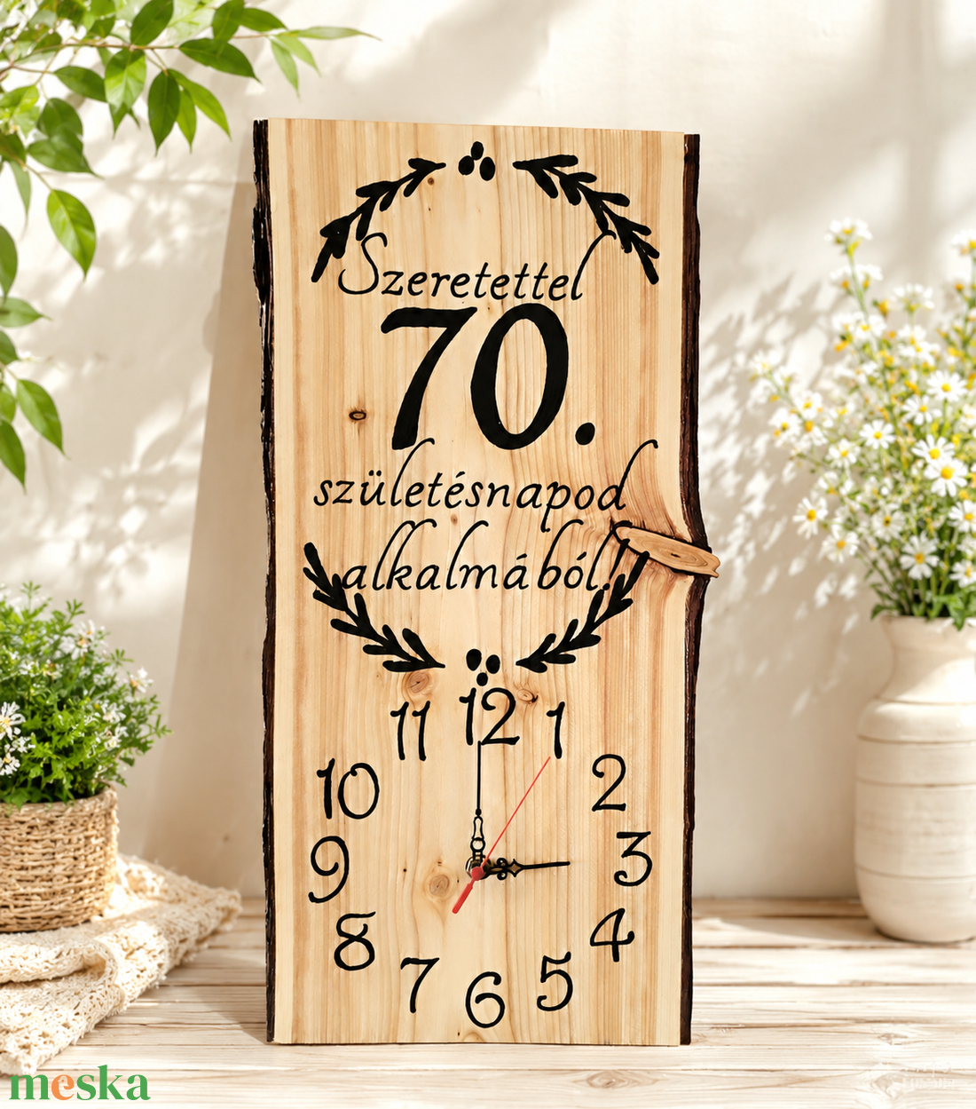 70. születésnap fa falióra� Egy élet emléke, szeretettel - otthon & életmód - dekoráció - fali és függő dekoráció - falióra & óra - Meska.hu