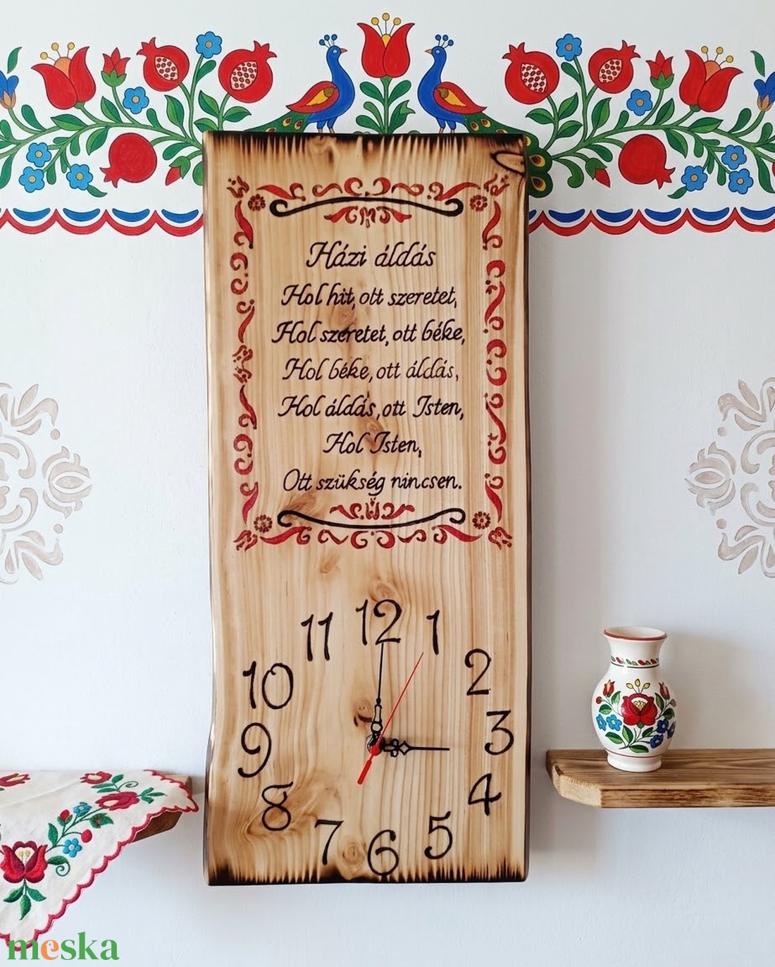 Magyaros fa falióra Házi áldással - otthon & életmód - dekoráció - fali és függő dekoráció - falióra & óra - Meska.hu