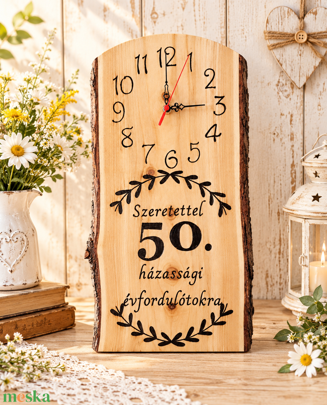  50. házassági évfordulóra � Egyedi, kézzel készült falióra  - otthon & életmód - dekoráció - fali és függő dekoráció - falióra & óra - Meska.hu