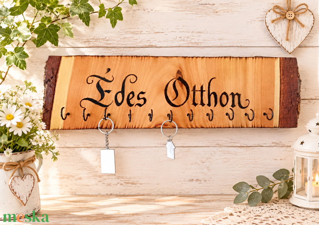 � Édes Otthon � egyedi, rusztikus fa kulcstartó - otthon & életmód - dekoráció - fali és függő dekoráció - fali kulcstartó - Meska.hu