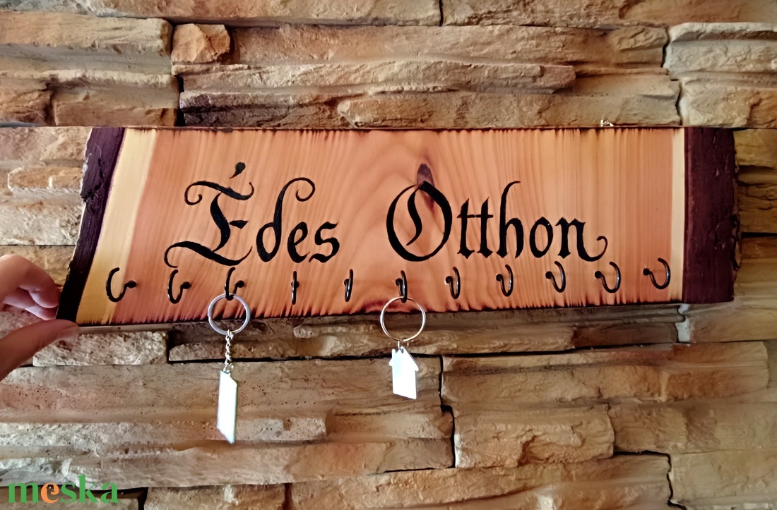 � Édes Otthon � egyedi, rusztikus fa kulcstartó - otthon & életmód - dekoráció - fali és függő dekoráció - fali kulcstartó - Meska.hu