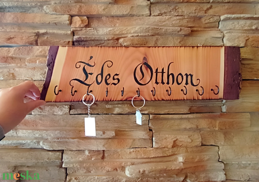 � Édes Otthon � egyedi, rusztikus fa kulcstartó - otthon & életmód - dekoráció - fali és függő dekoráció - fali kulcstartó - Meska.hu