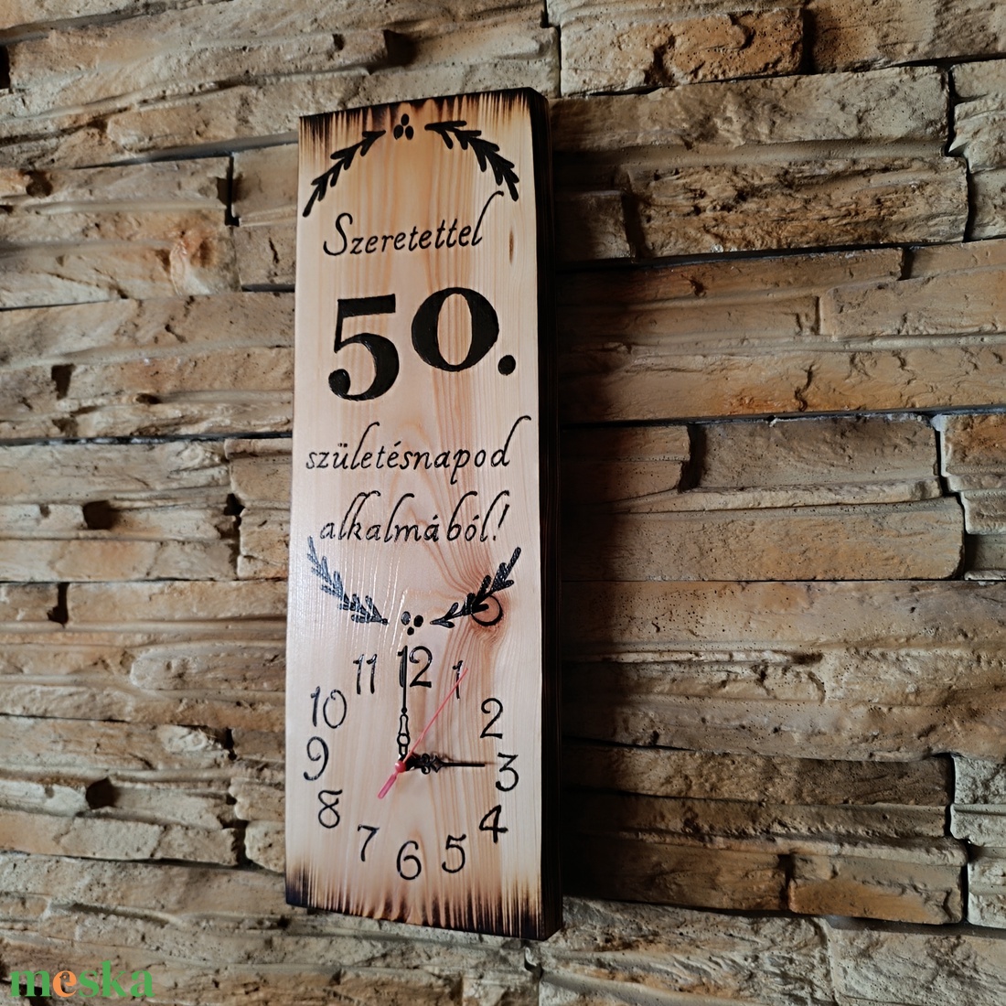 �� Egyedi fa falióra � 50. születésnapra, szeretettel - otthon & életmód - dekoráció - fali és függő dekoráció - falióra & óra - Meska.hu