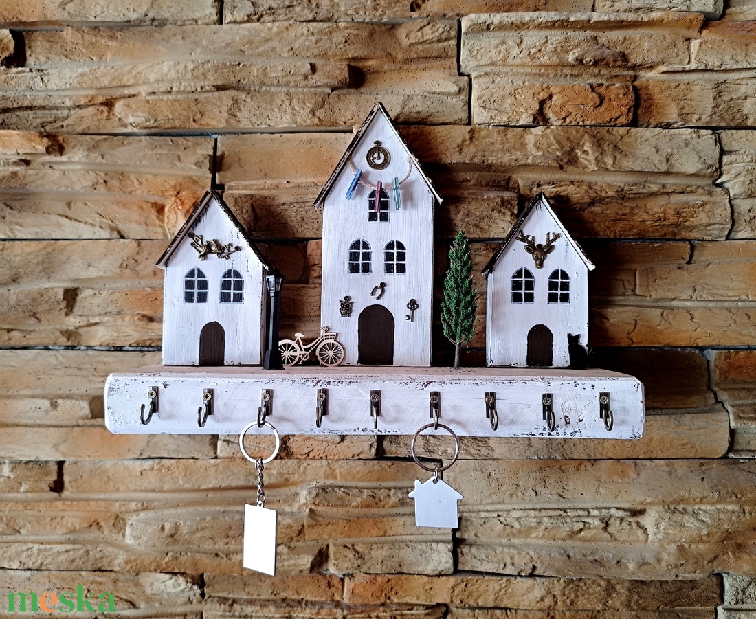 � Házikós vintage fali kulcstartó fekete cicával � Egyedi, rusztikus dekoráció - otthon & életmód - dekoráció - fali és függő dekoráció - fali kulcstartó - Meska.hu