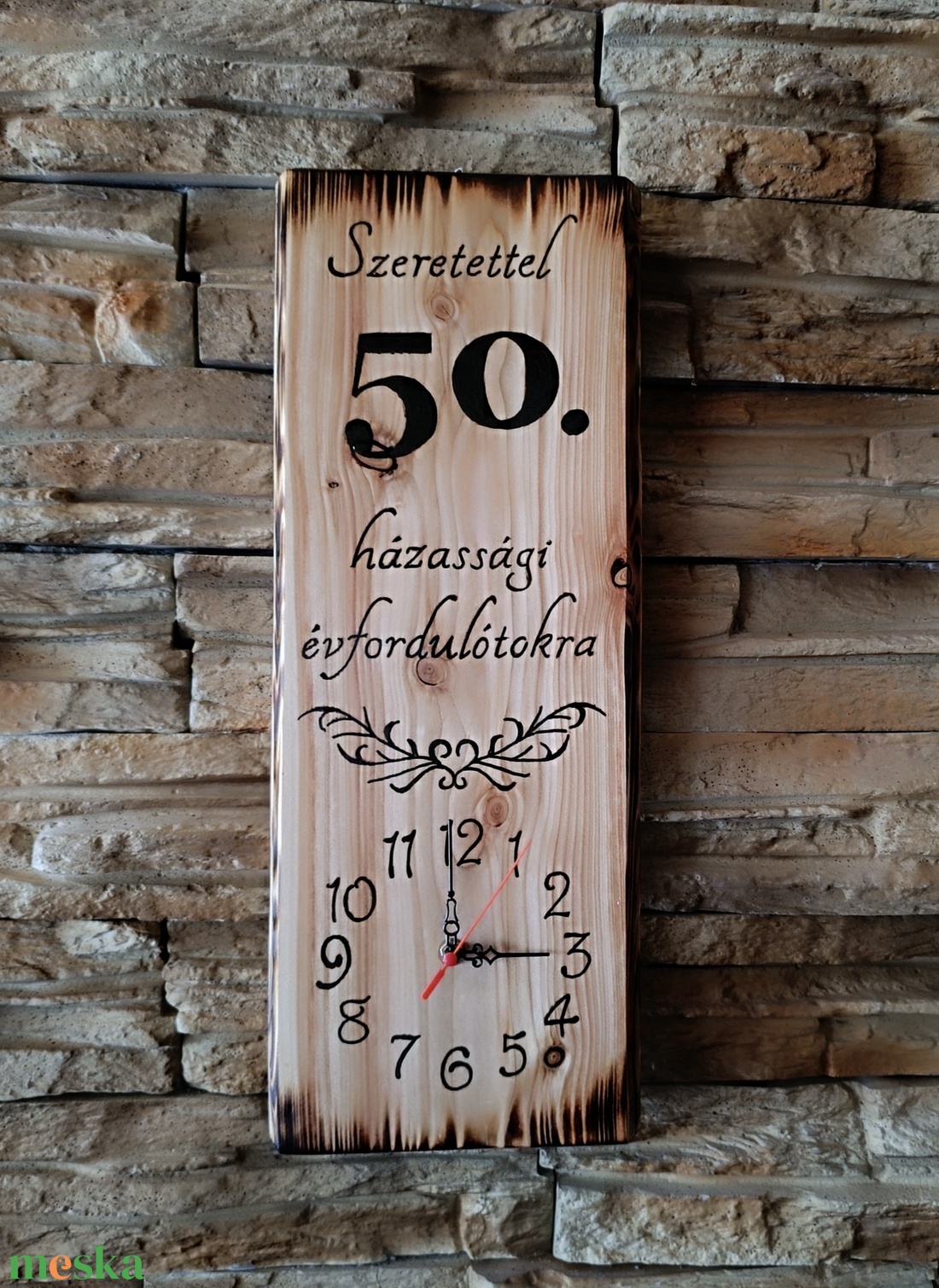 �  Egyedi, kézzel készített fa falióra � Szeretettel az 50. házassági évfordulóra  - otthon & életmód - dekoráció - fali és függő dekoráció - falióra & óra - Meska.hu