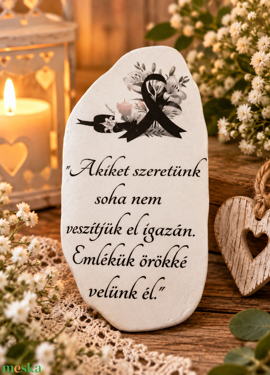  Kegyeleti díszkő � Örök emlék, szeretettel őrizve - otthon & életmód - vallás - temetkezési tárgy - sírdísz, kegyeleti dísz - Meska.hu
