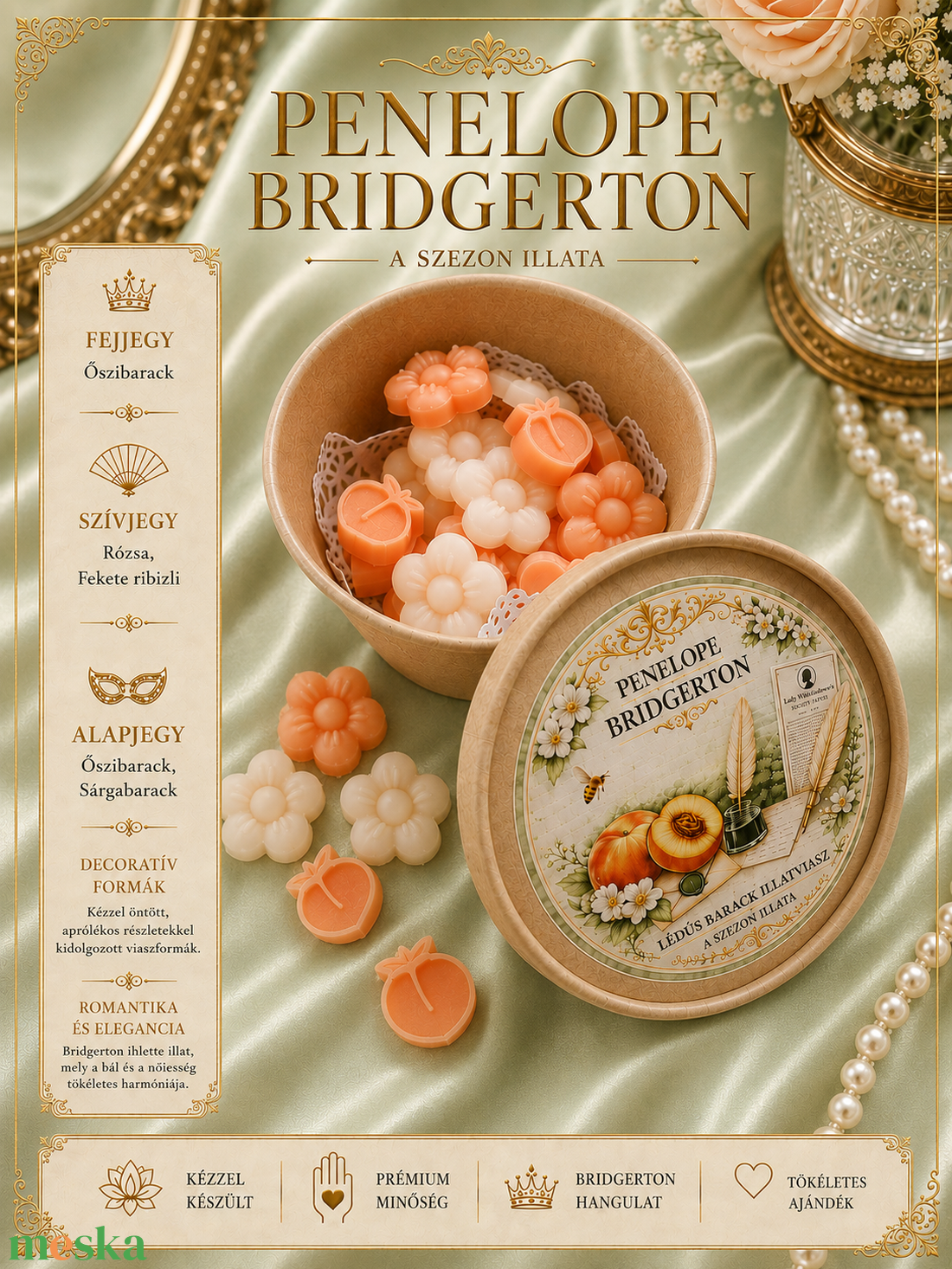 Penelope Bridgerton - Lédús Barack - otthon & életmód - gyertya, illat, aroma - illatviasz - Meska.hu