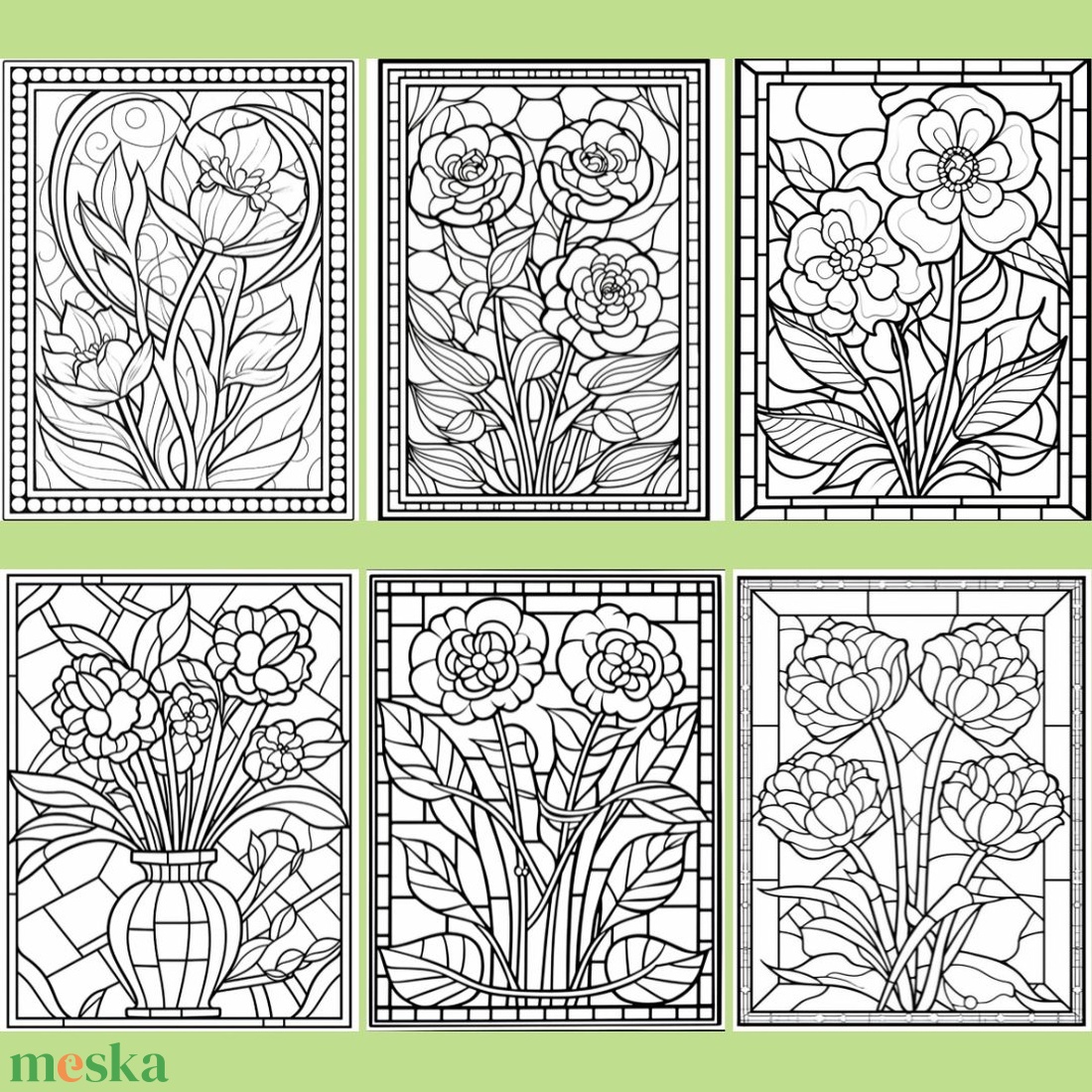 A virágos ólomüveg színeződ 1. - 30 oldal - művészet - grafika & illusztráció - digitális - Meska.hu