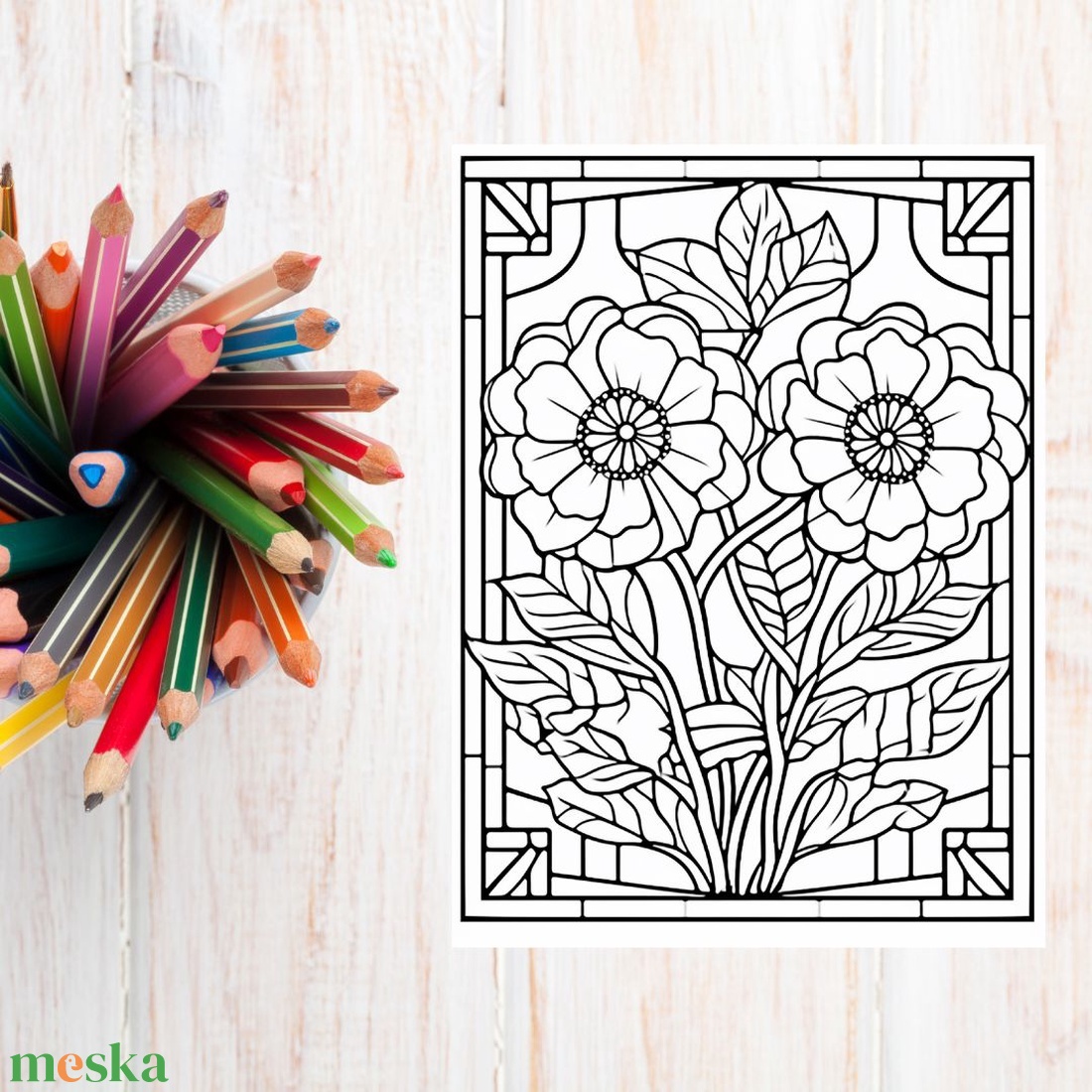 A virágos ólomüveg színeződ 1. - 30 oldal - művészet - grafika & illusztráció - digitális - Meska.hu