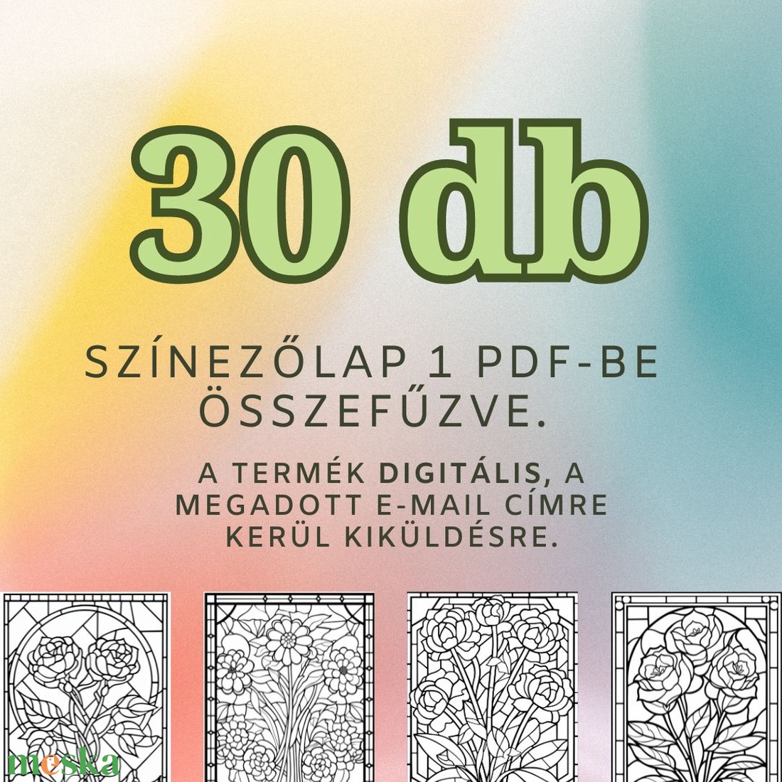 A virágos ólomüveg színeződ 1. - 30 oldal - művészet - grafika & illusztráció - digitális - Meska.hu