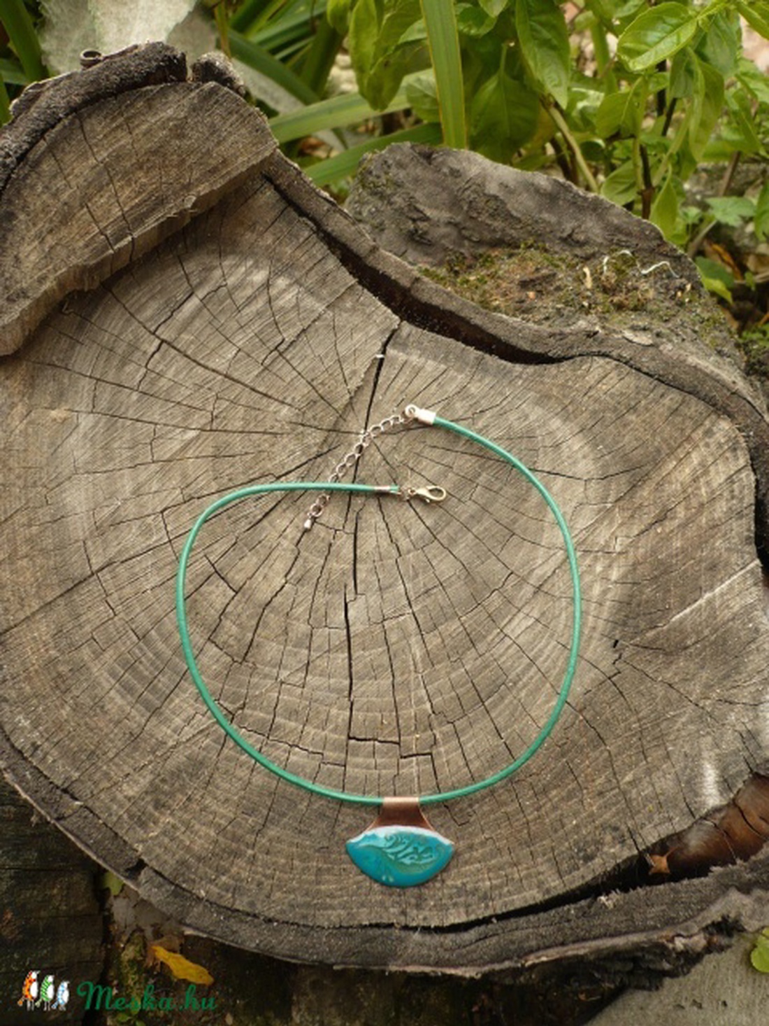 Szem alakú tűzzománc medál (tengerzöld) -  - Meska.hu