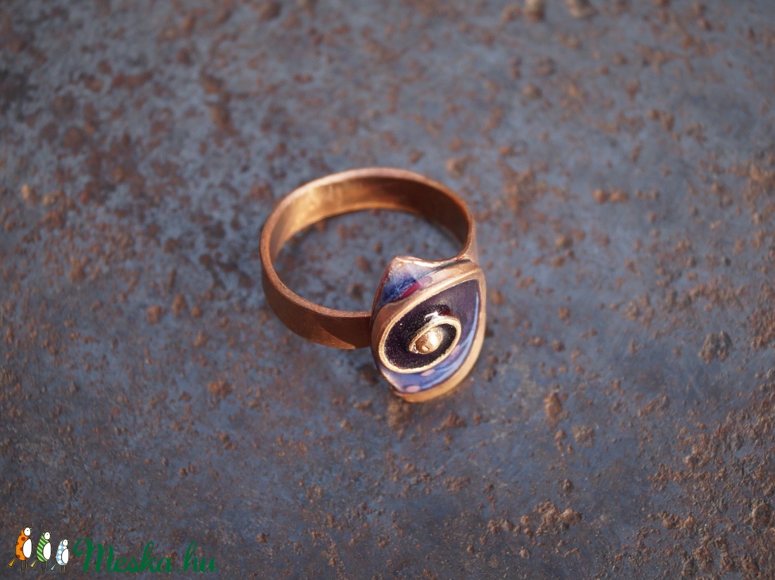 Csigás tűzzománc gyűrű, lila - ékszer - gyűrű - szoliter gyűrű - Meska.hu