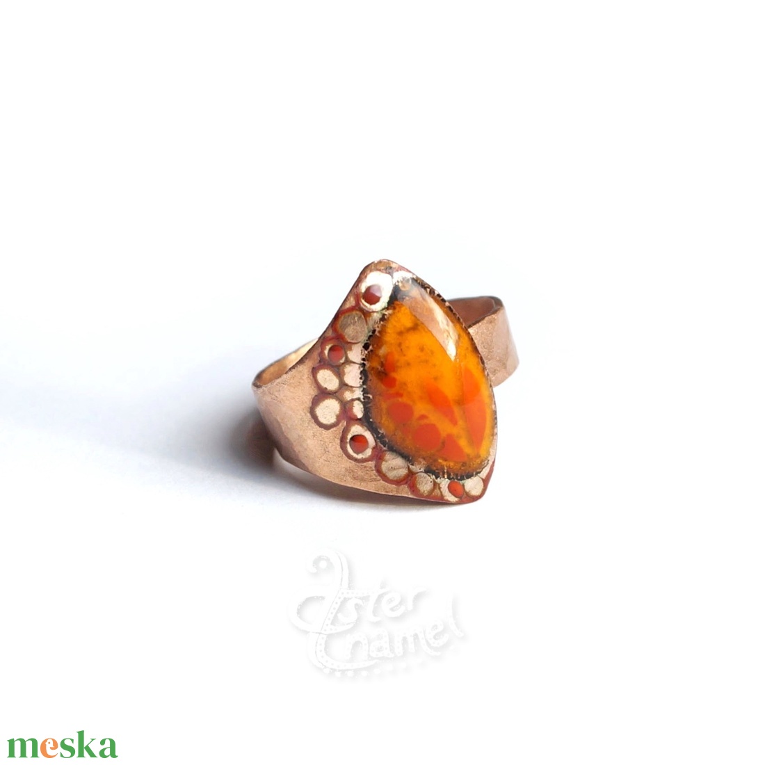 Rusztikus, narancssárga kalapált gyűrű, állítható méretű - ékszer - gyűrű - statement gyűrű - Meska.hu