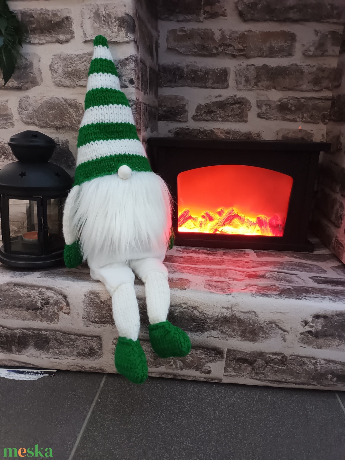 Zöld fehér manó - karácsony - karácsonyi lakásdekoráció - karácsonyi manók, figurák - Meska.hu