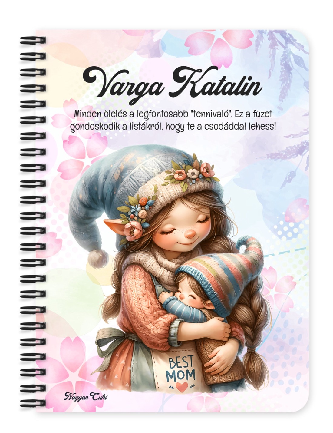 Személyre szabható - Cuki Anya manó & Kisfia mintás A5-ös füzet - otthon & életmód - papír, írószer - jegyzetfüzet & napló - Meska.hu