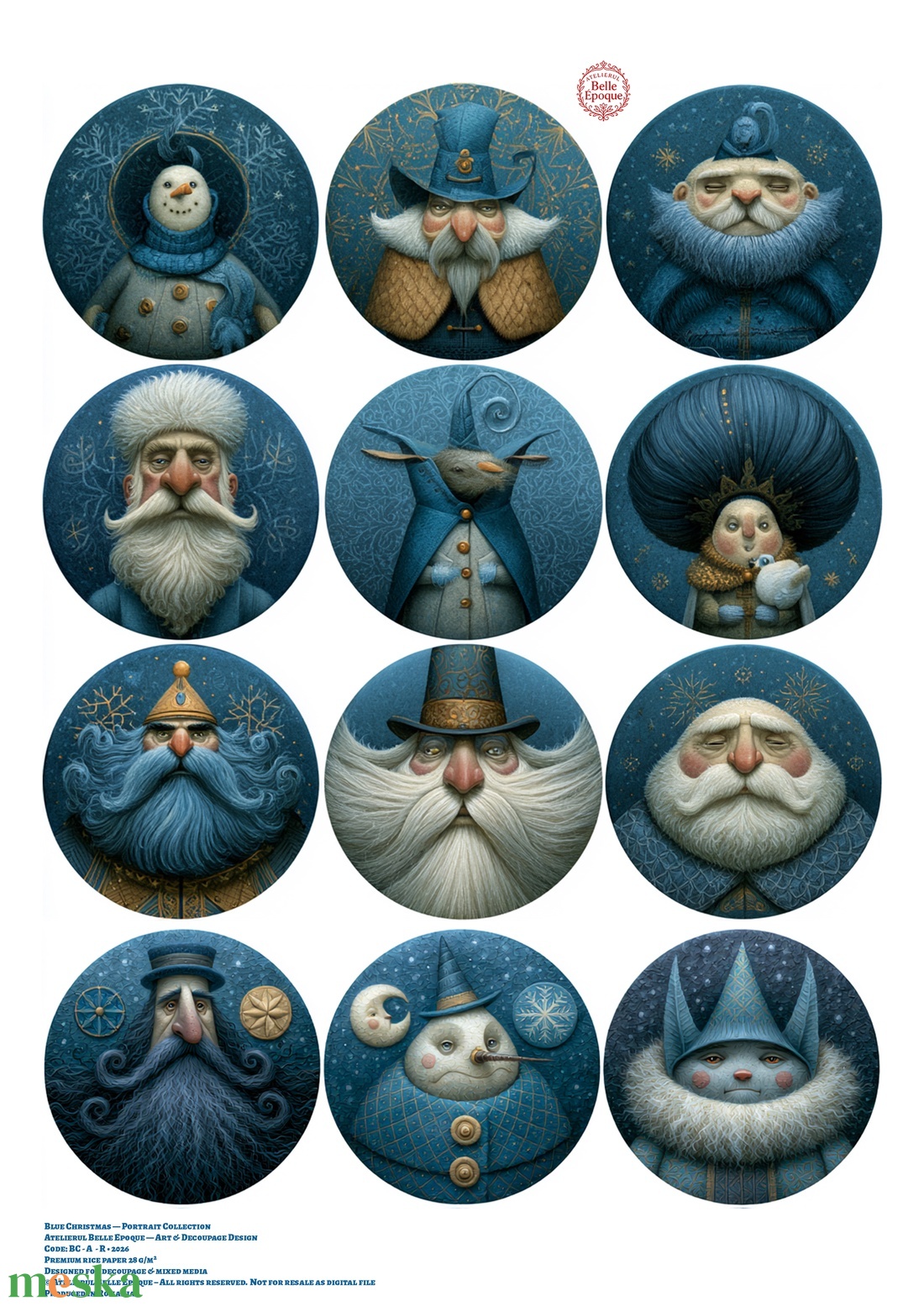 Kék karácsony  � Rizspapír decoupage, A4-es decoupage rizspapír - kellékek & szerszámok - papír - decoupage papír - Meska.hu