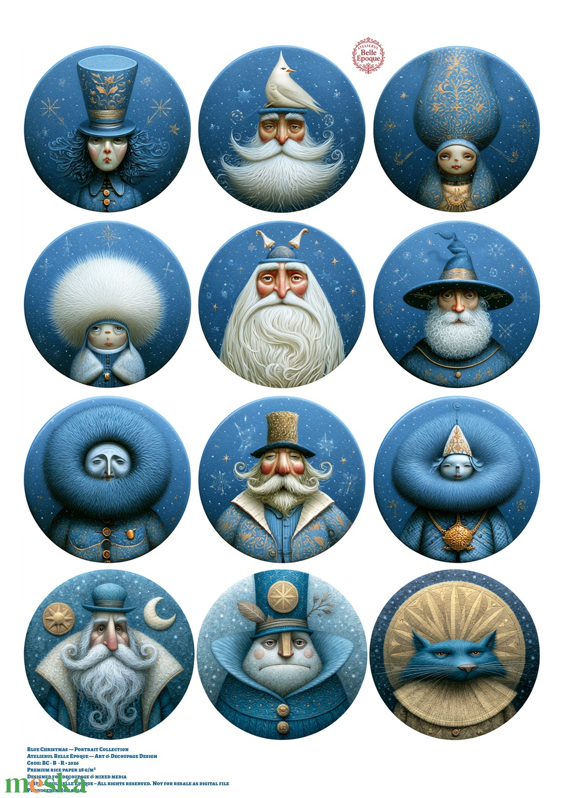 Kék karácsony  � Rizspapír decoupage, A4-es decoupage rizspapír - kellékek & szerszámok - papír - decoupage papír - Meska.hu