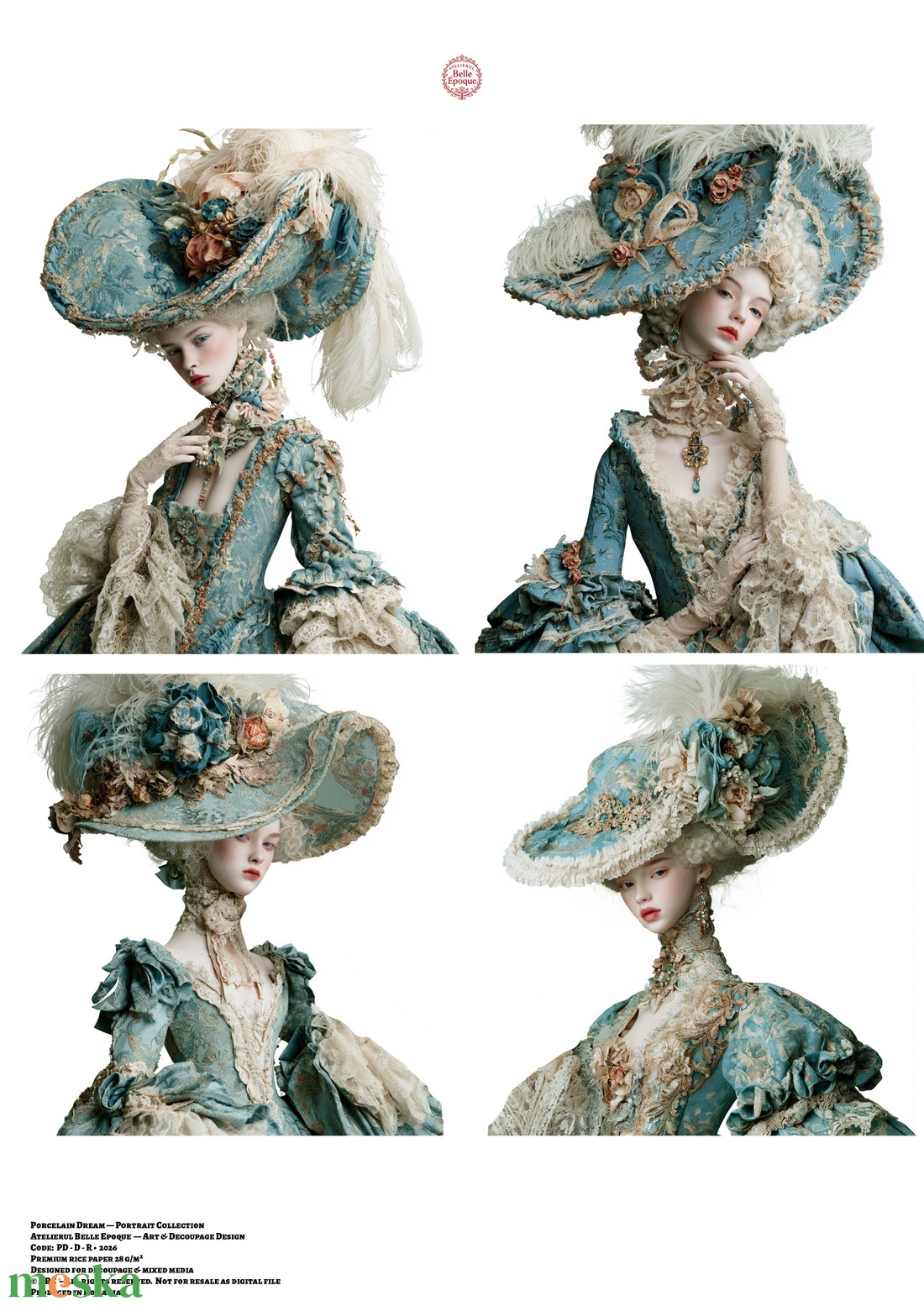 Porcelain Dream - Rice paper decoupage, Hartie de orez imprimata A4 - kellékek & szerszámok - papír - decoupage papír - Meska.hu