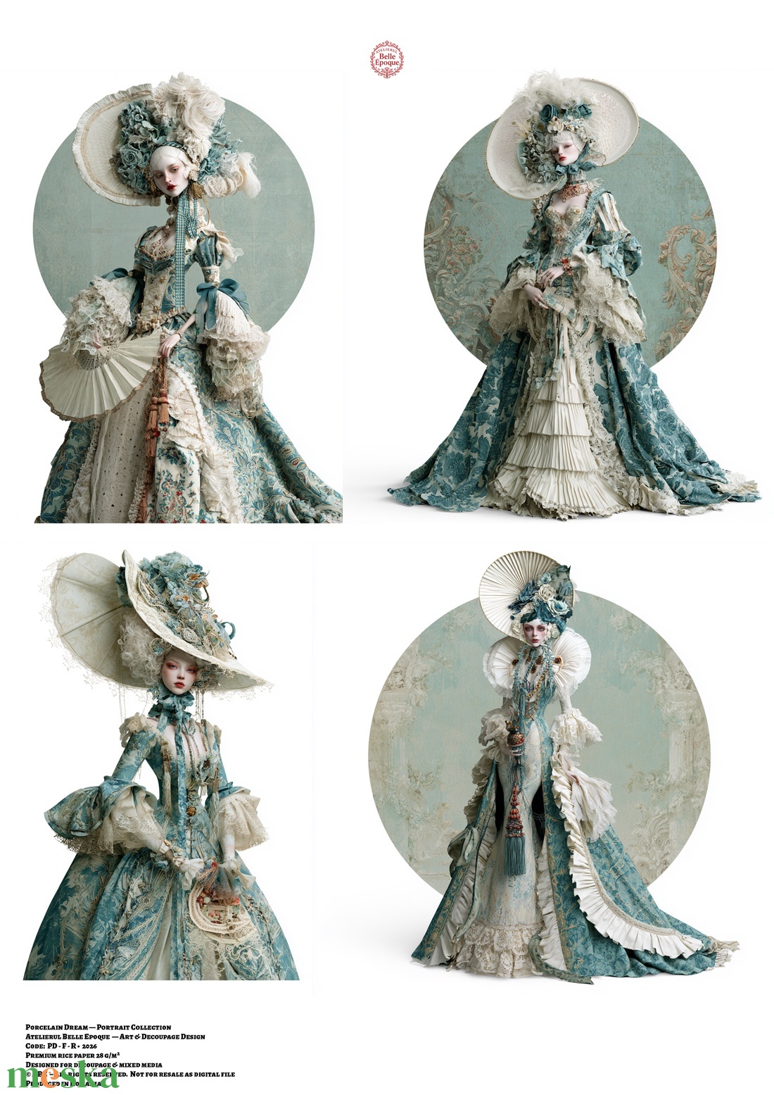 Porcelain Dream - Rice paper decoupage, Hartie de orez imprimata A4 - kellékek & szerszámok - papír - decoupage papír - Meska.hu